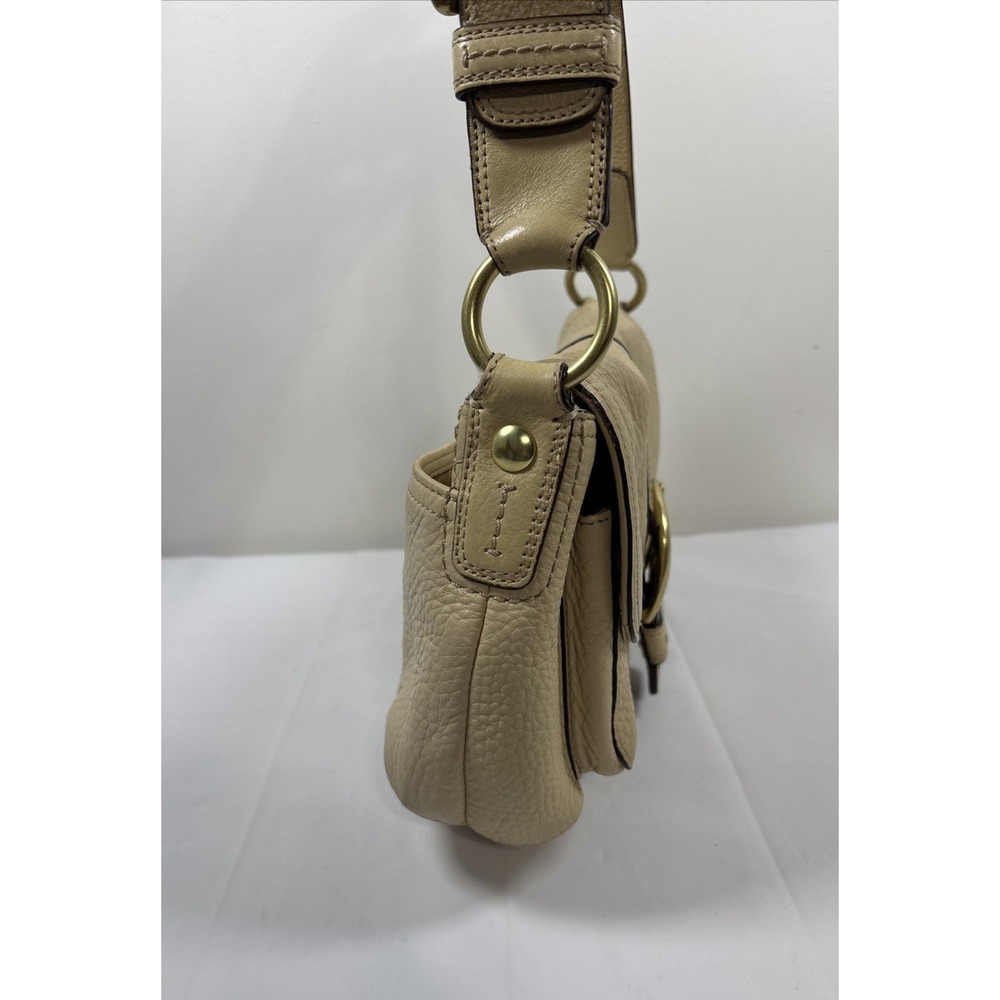 VTG Coach Soho Flap Brass Buckle Beige Leather Purse Shoulder Bag F11842 Y2K 90s - Picture 4 of 16